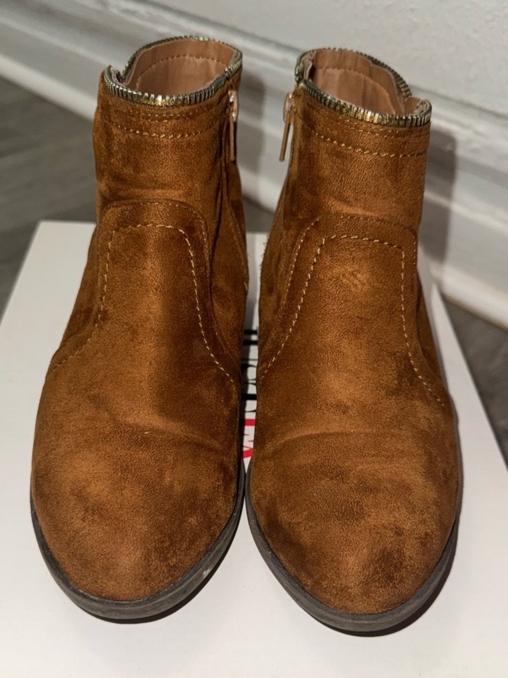 JustFab Brown Suede Ankle Booties